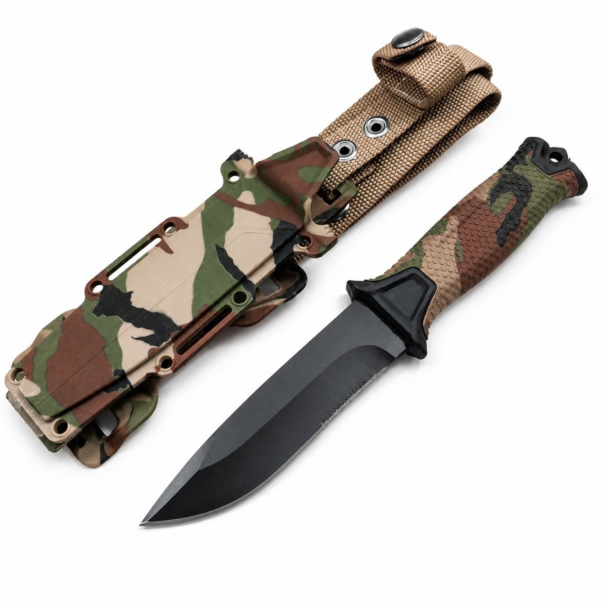22398-main-white-clean Camouflage-Outdoormesser mit feststehender Klinge und Scheide
