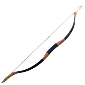 Schwarzer Python-Muster, traditioneller Pfeil und Bogen, traditionelles Bogenschießen, Pfeil und Bogen, antiker antiker Recurvebogen, Pfeil und Bogen für den Außenbereich