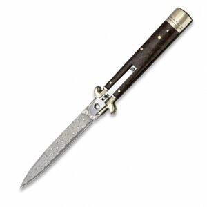 9-Zoll-Damaskus-Stiletto-Messer mit Schlangenleder-Holzgriff