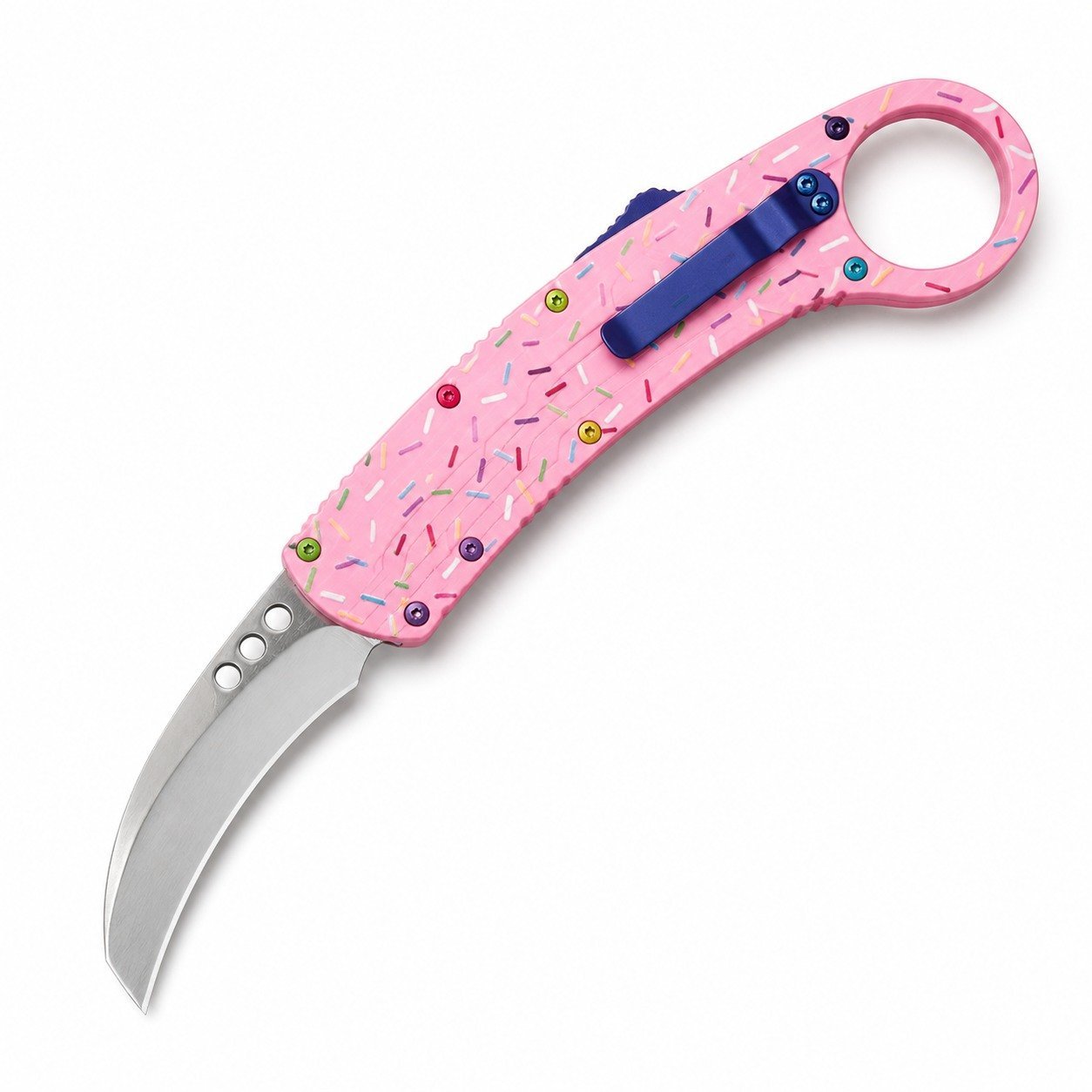 46962-main-white-clean Microtech Red Raptor OTF Karambit Donut Edition