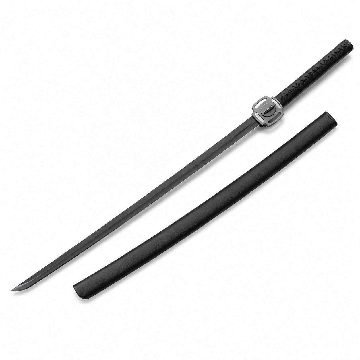 48449-main-white-clean Taktisches, titanbeschichtetes schwarzes Samurai-Messer mit K-Scheide und feststehender Klinge